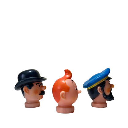 Têtes de marionnette en plastique souple Espace714, couleurs vives et expressions amicales, pour jeu et animation.