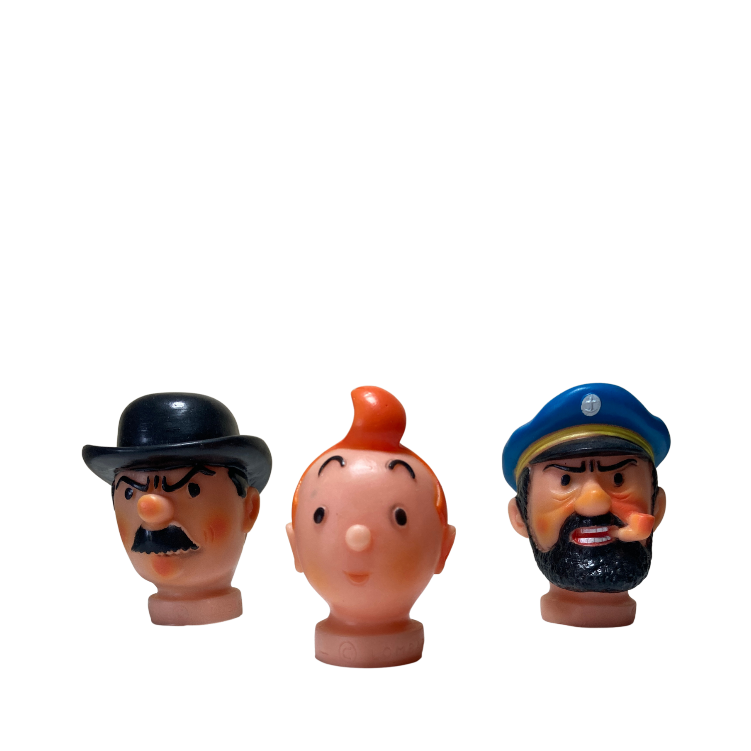 Têtes de marionnette en plastique souple Espace714, couleurs variées, détails expressifs pour jeux et animations.