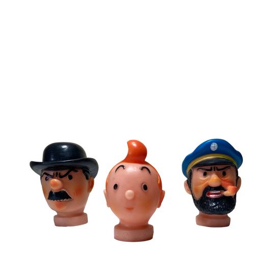 Têtes de marionnette en plastique souple Espace714, couleurs variées, détails expressifs pour jeux et animations.