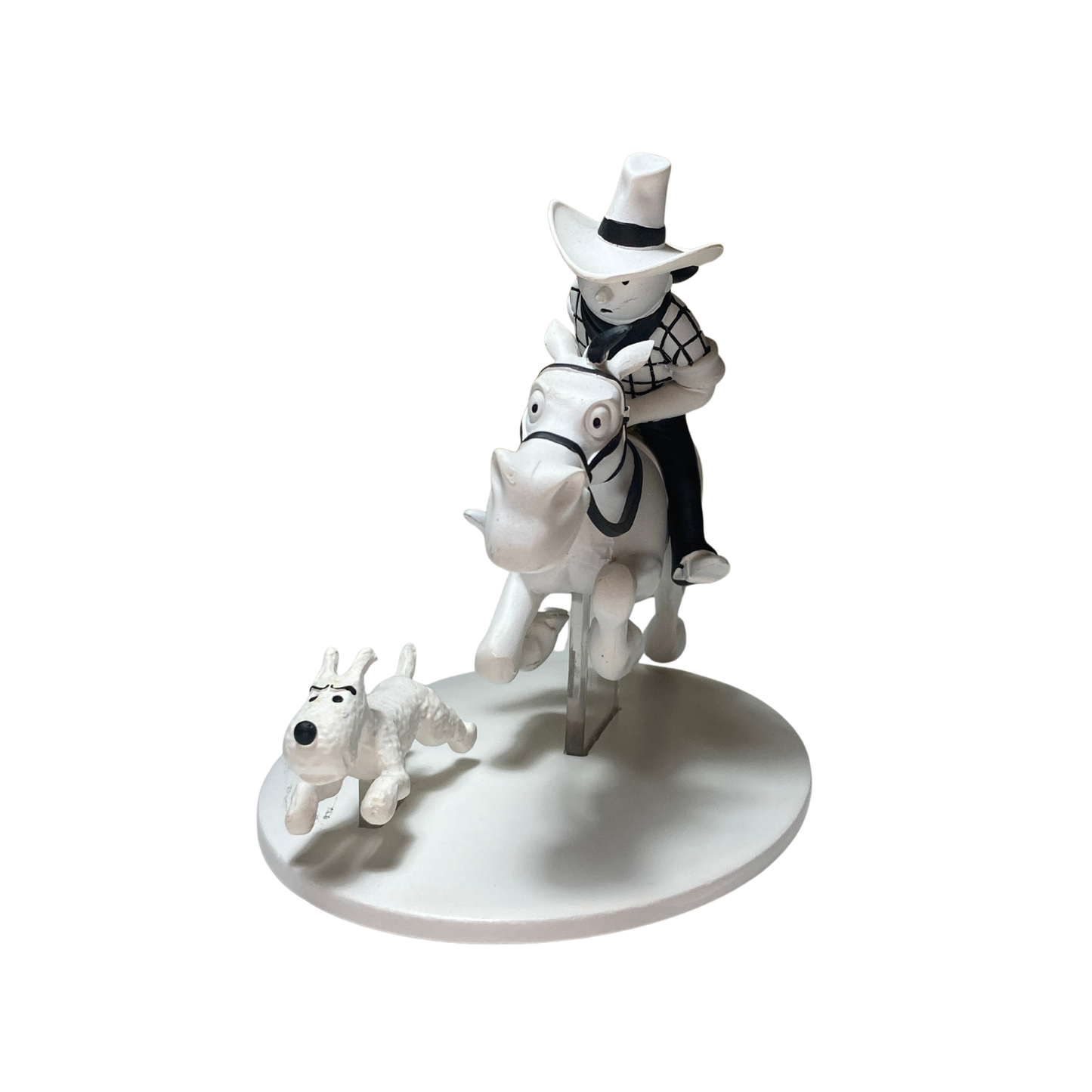 Figure de Tintin cow-boy avec Milou en Amérique, illustration colorée de la bande dessinée Tintin par Espace714.