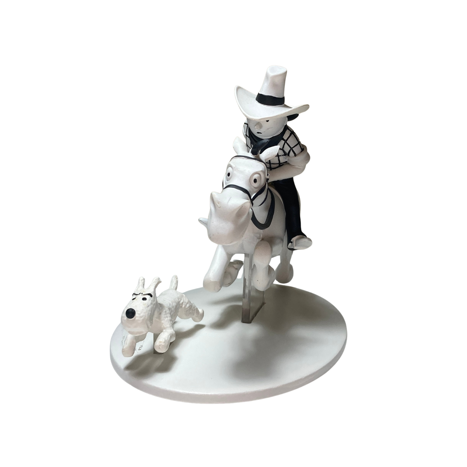Figure de Tintin cow-boy avec Milou en Amérique, illustration colorée de la bande dessinée Tintin par Espace714.