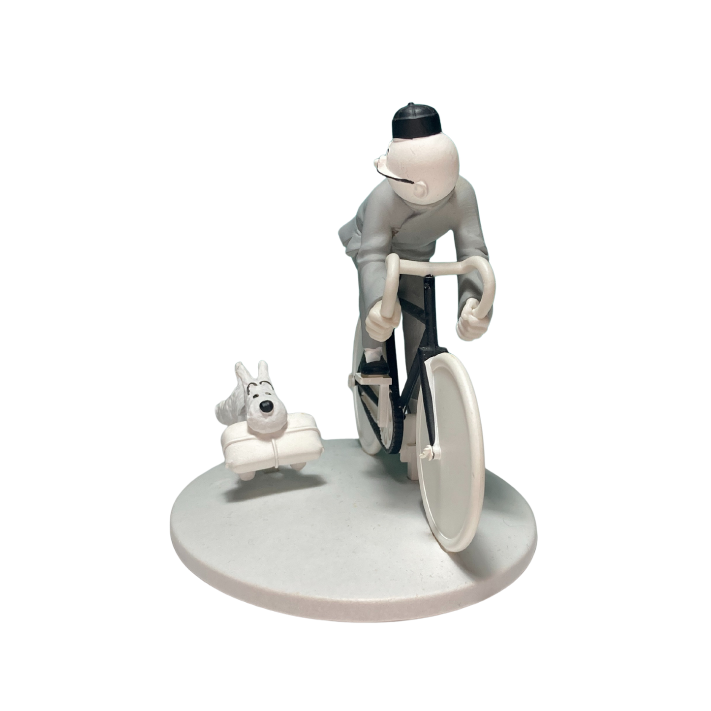 Image de Tintin cycliste avec Milou à Shanghai, illustrant une scène colorée et dynamique, pour le produit Tintin Cycliste et Milou.