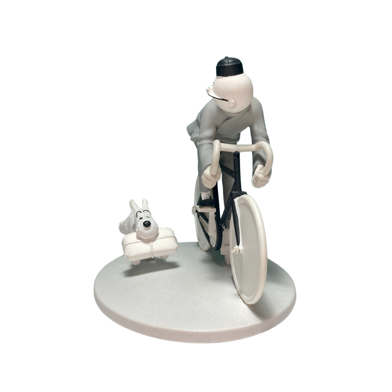 Image de Tintin cycliste avec Milou à Shanghai, illustrant une scène colorée et dynamique, pour le produit Tintin Cycliste et Milou.