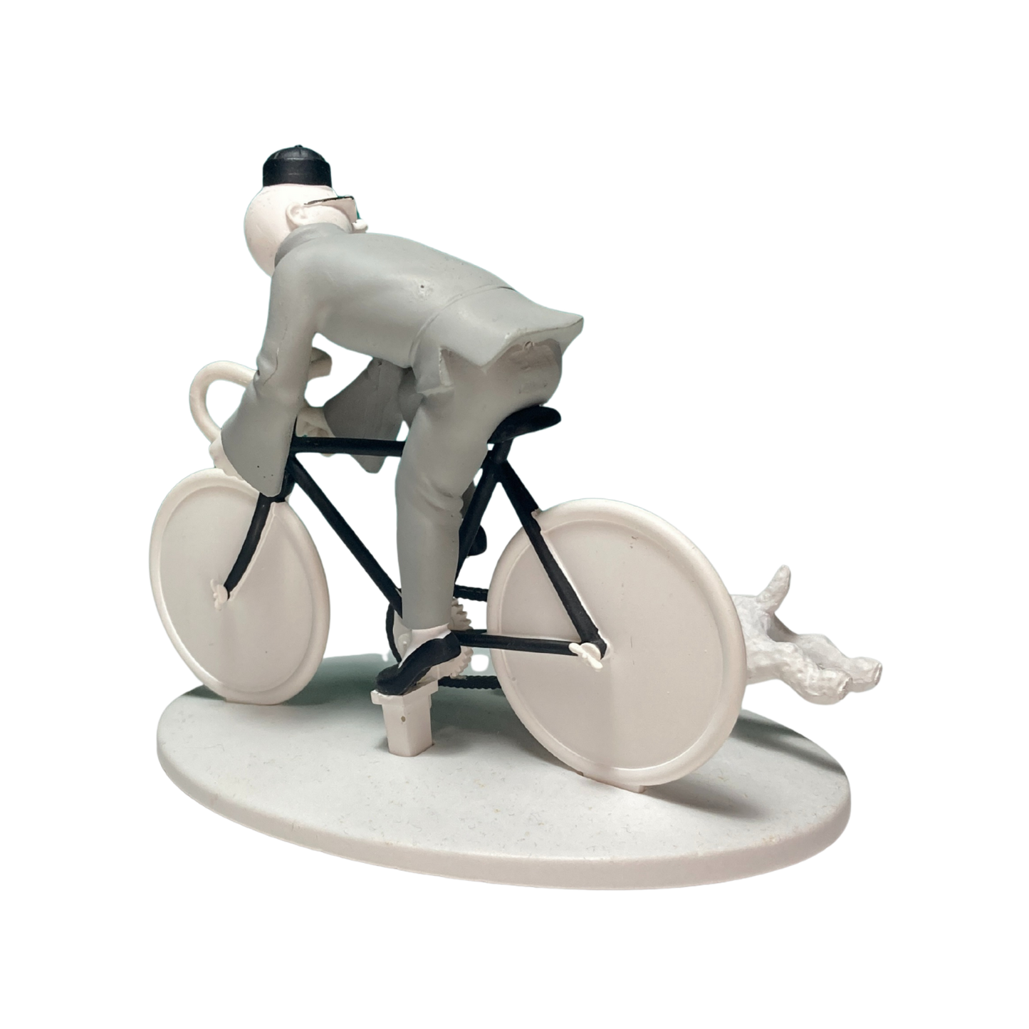 Image de Tintin cycliste avec Milou à Shanghai, illustration colorée et détaillée, style bande dessinée.