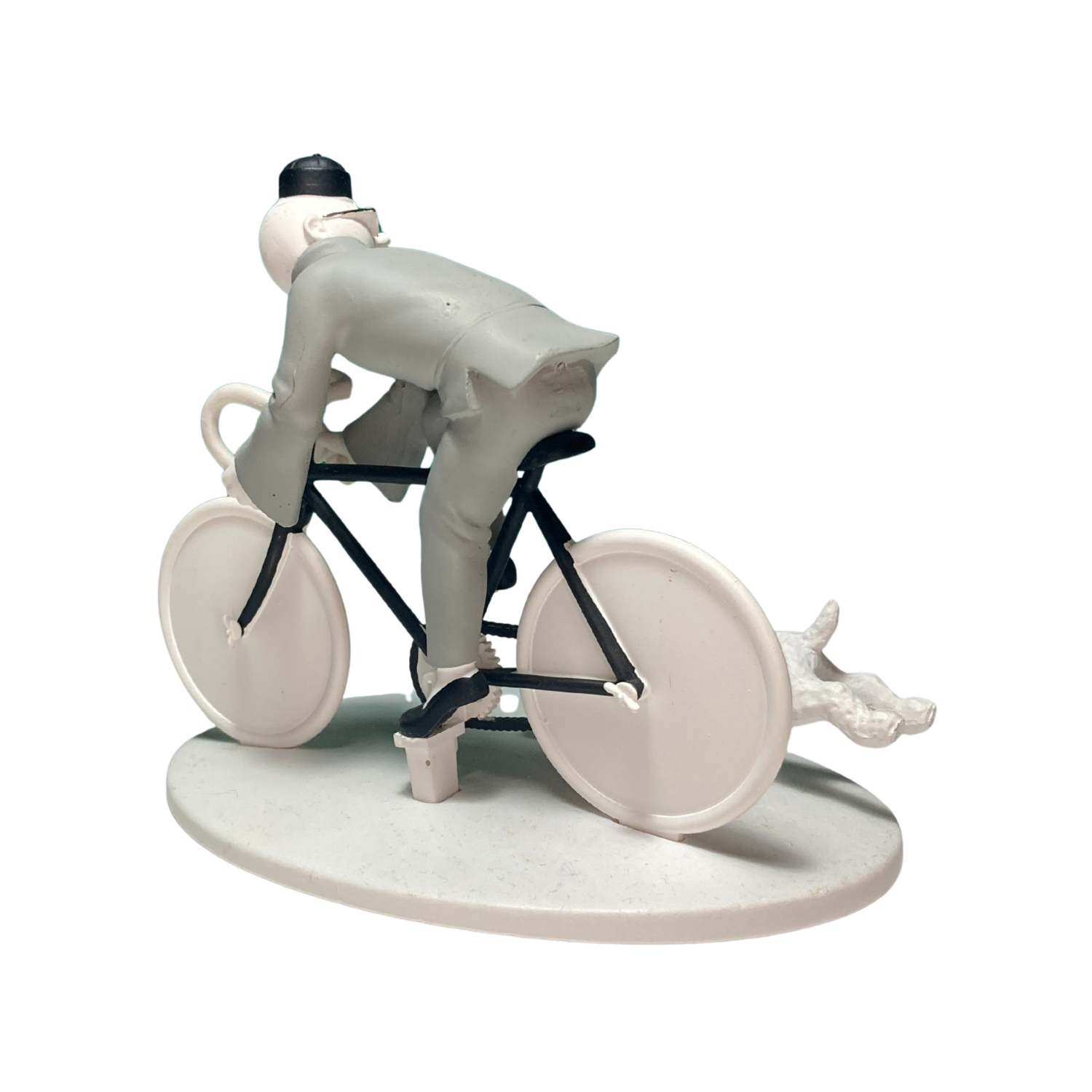 Image de Tintin cycliste avec Milou à Shanghai, illustration colorée et détaillée, style bande dessinée.