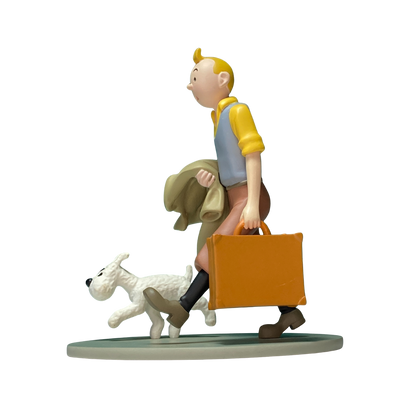 Image de Tintin et Milou en route, illustration colorée de la bande dessinée Tintin par Espace714.