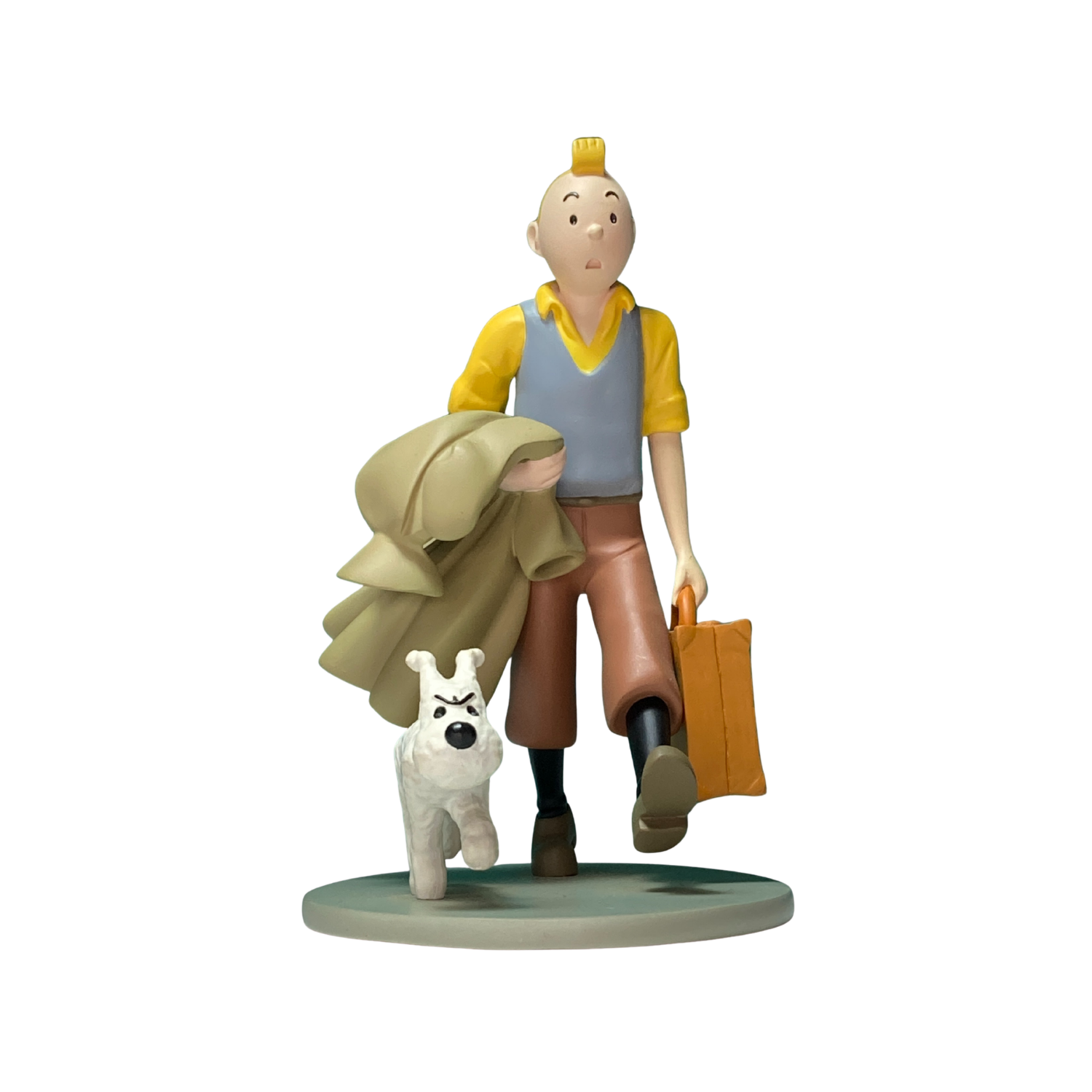 Illustration de Tintin et Milou en route, dessin coloré représentant le célèbre héros de bande dessinée dans une scène d'aventure