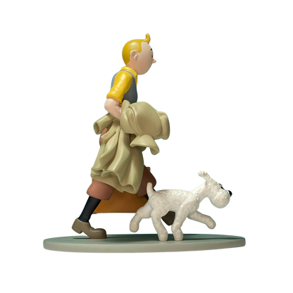 Figure de Tintin et Milou en marche, illustration en couleur dans le style de la bande dessinée Tintin, par Espace714.