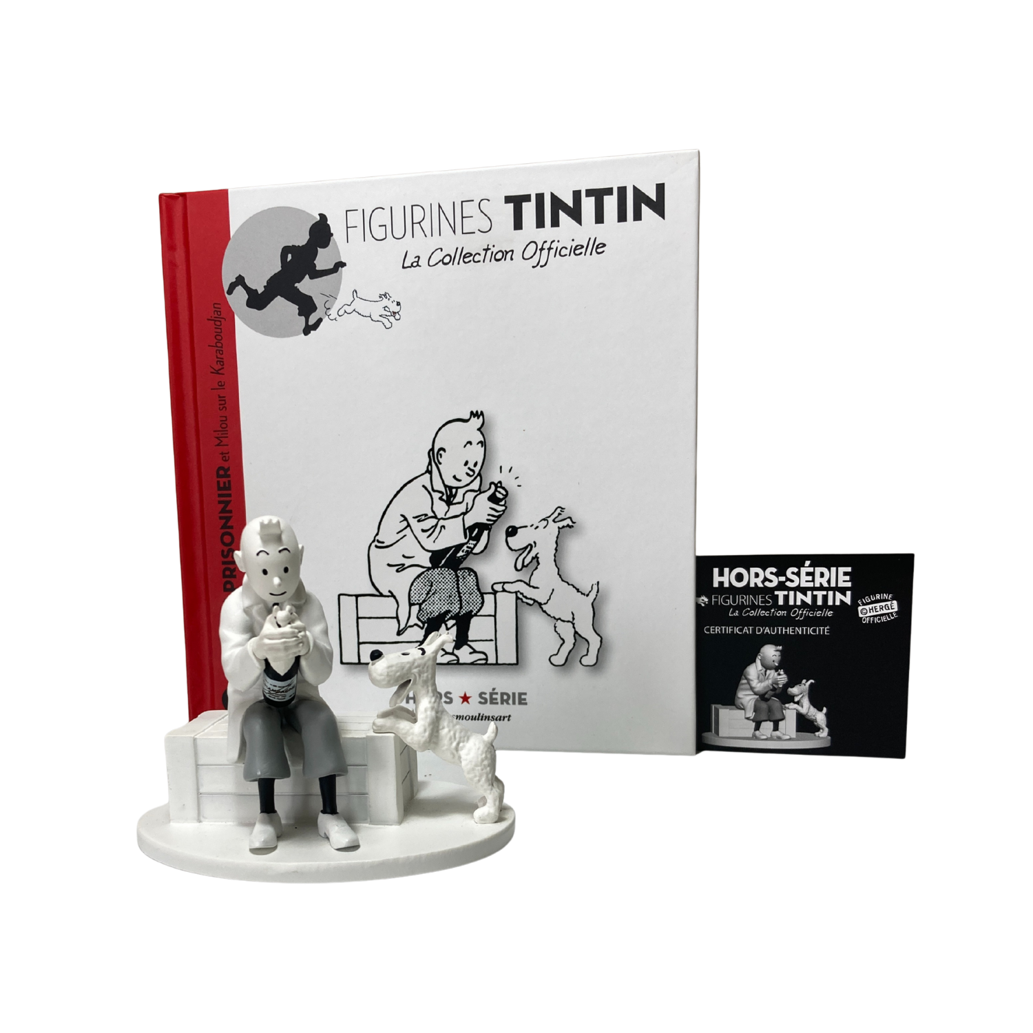 Figure de Tintin prisonnier avec Milou sur le pont du Karaboudjan, figurine de collection Espace714.
