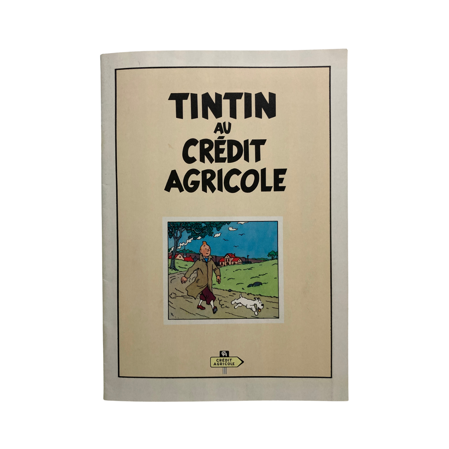 Illustration de Tintin dans la bande dessinée "Au Crédit Agricole" de 1980, éditée par Espace714.