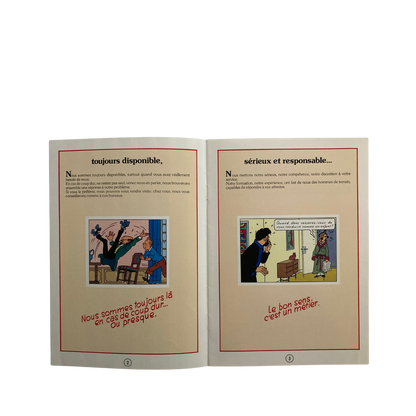 Image de la couverture du livre Tintin – Au Crédit Agricole, édition de 1980, illustrée avec Tintin en scène dans un style vintage.