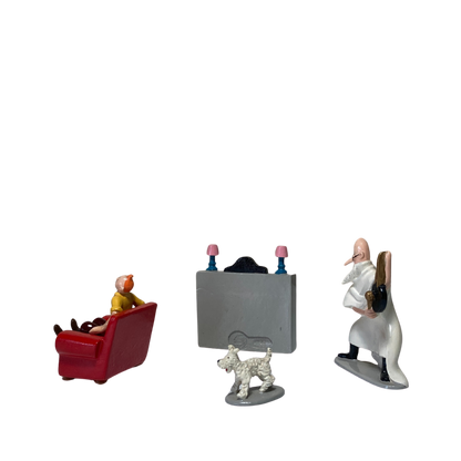 Image de Tintin, Milou et Philippulus, figurines de la collection Espace714, représentant ces personnages de bande dessinée.