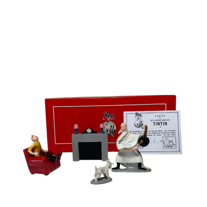 Illustration de Tintin, Milou et Philippulus, personnages de la bande dessinée, en couleur, par Espace714.
