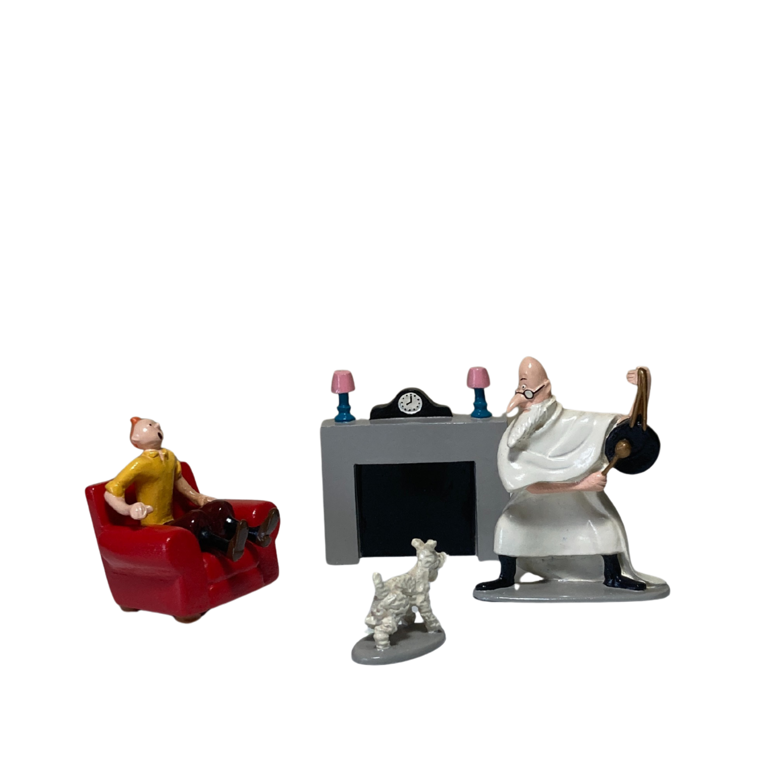Illustration de Tintin, Milou et Philippulus, personnages de la bande dessinée, dans une scène colorée et détaillée.