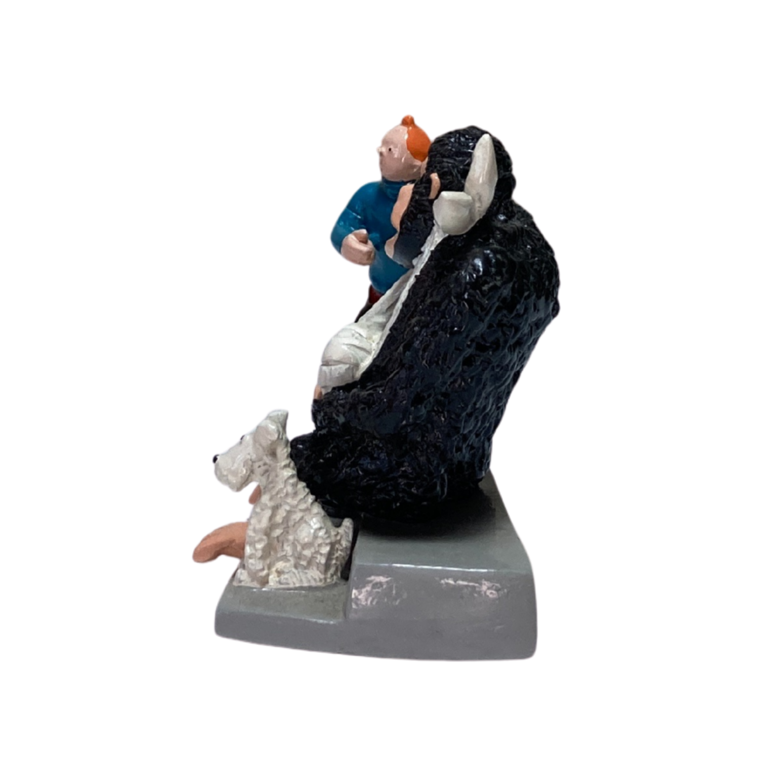 Illustration de Tintin, Milou et le gorille, tirée du livre "Tintin, Milou et le Gorille" d'Espace714, en couleurs vives.
