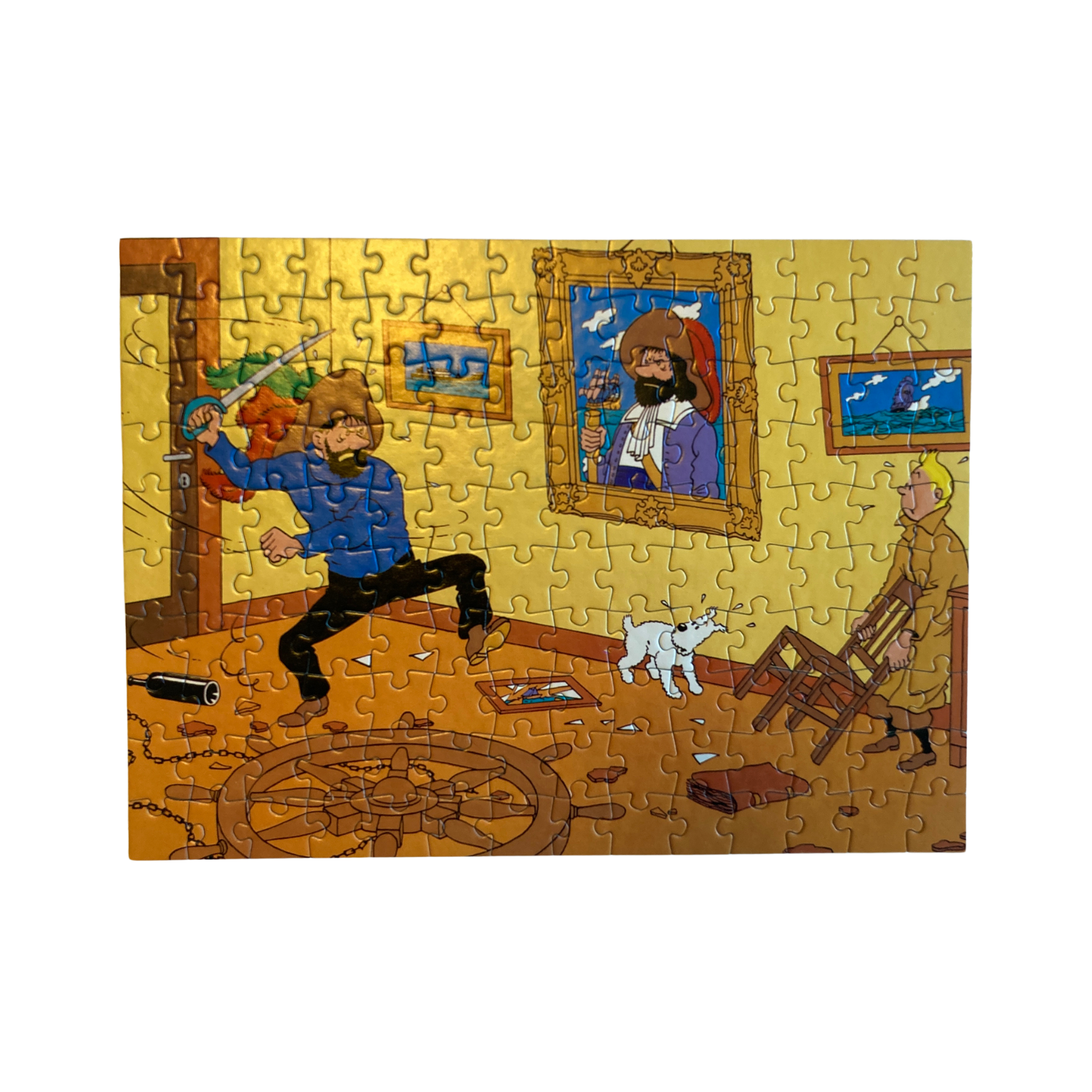 Puzzle Tintin Le secret de la Licorne, image colorée et détaillée, illustrant l'univers de la bande dessinée Tintin.