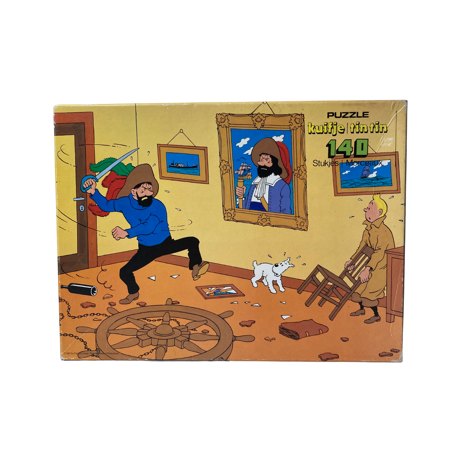 Puzzle Tintin Le secret de la Licorne, pièce unique avec image colorée de Tintin et ses amis, par Espace714.