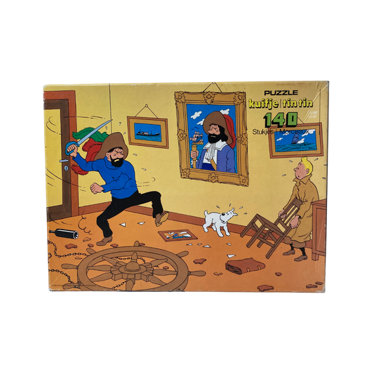 Puzzle Tintin Le secret de la Licorne, pièce unique avec image colorée de Tintin et ses amis, par Espace714.