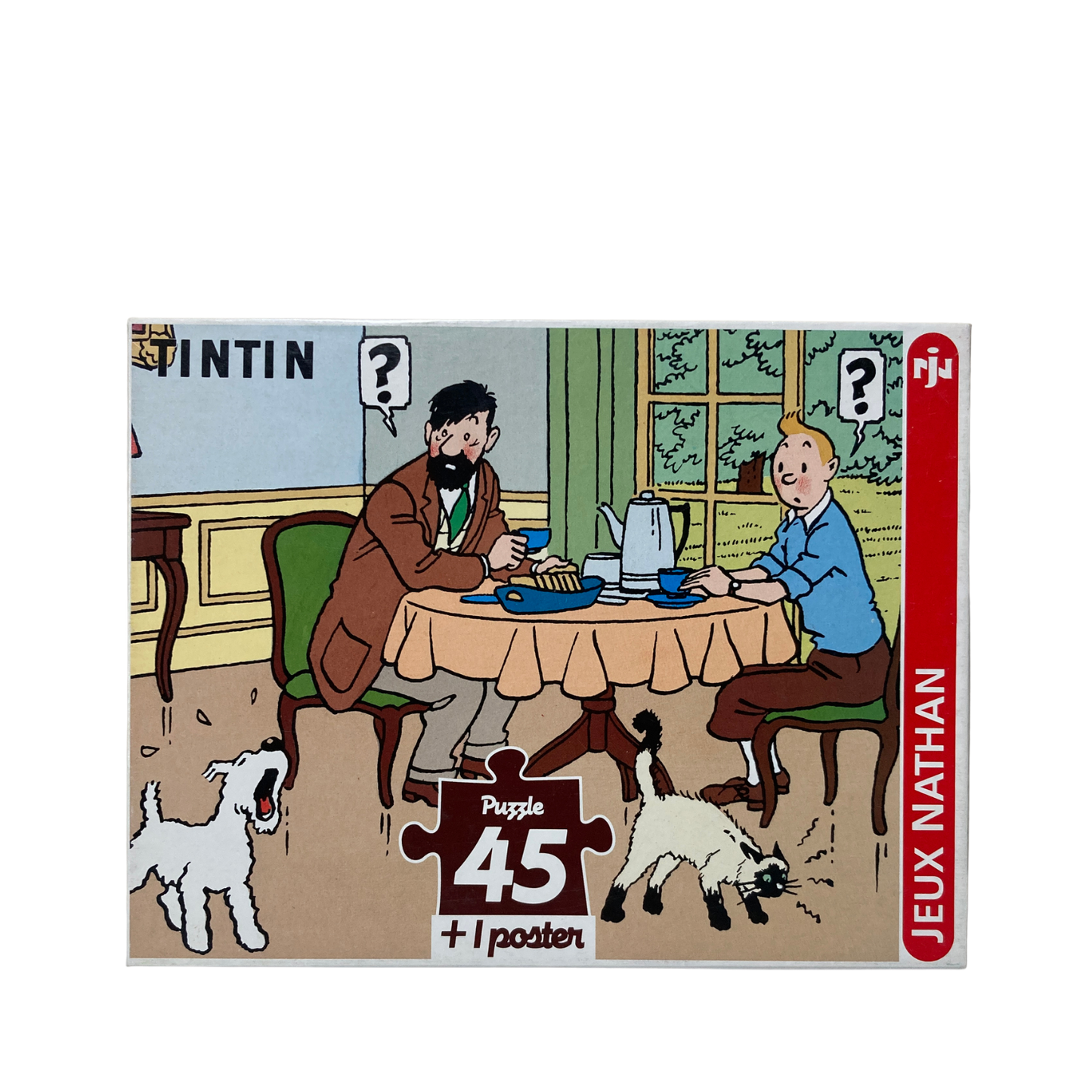 Puzzle Tintin Petit déjeuner à Moulinsart par Espace714, illustration colorée de Tintin avec son petit déjeuner.