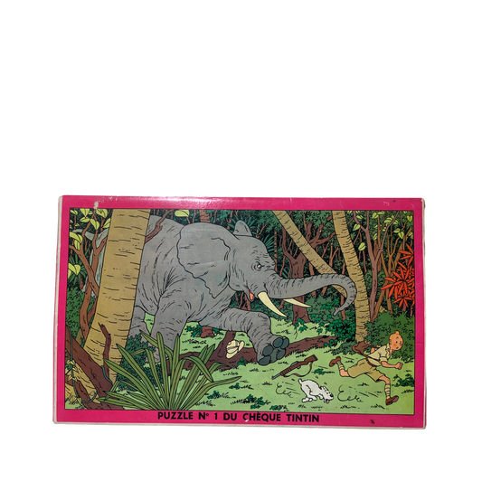 Puzzle Tintin n°1 du chèque, illustration colorée de Tintin par Espace714, avec des détails de l'image.