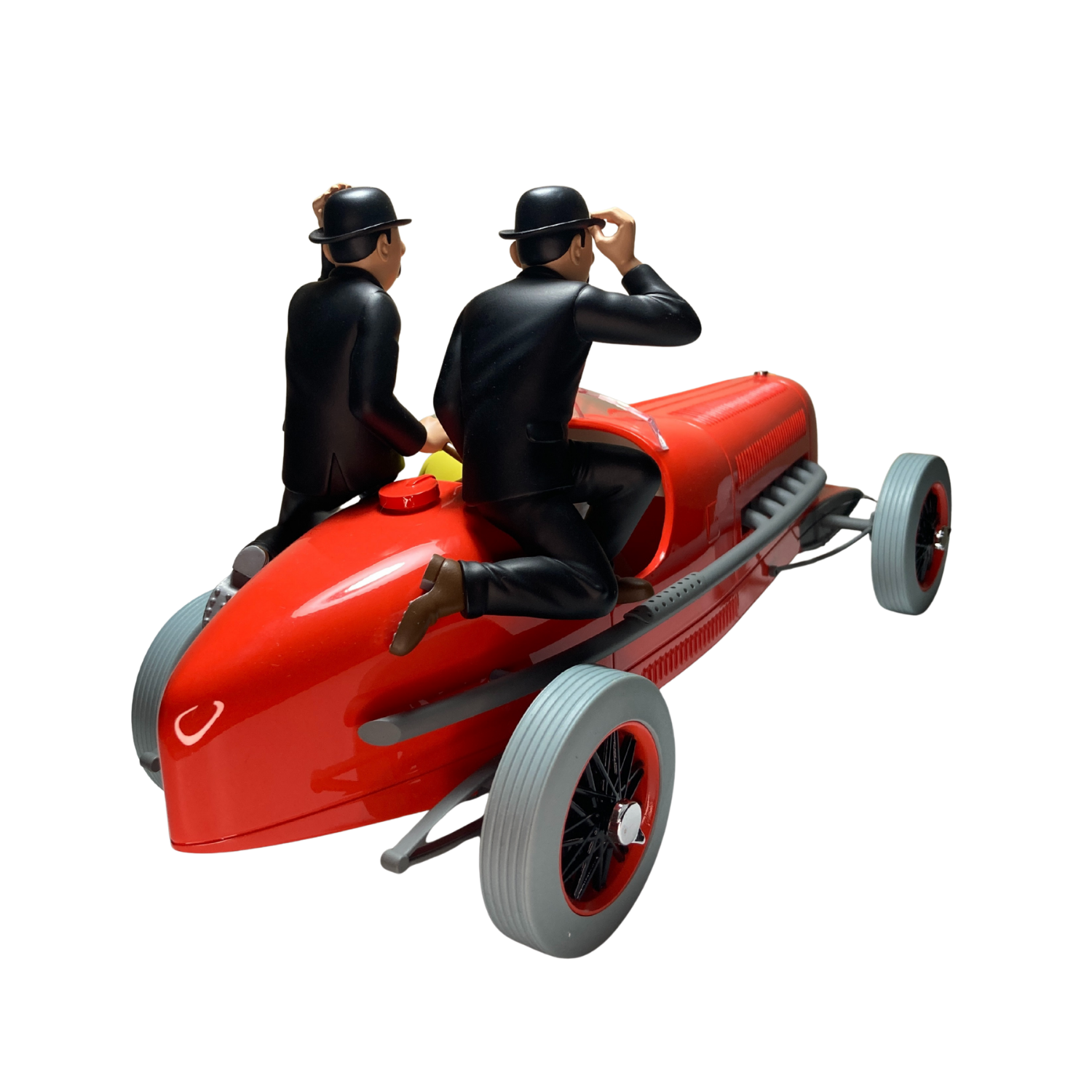 Image de Tintin, les Dupondt et le Bolide rouge, figurines de la bande dessinée Tintin, par Espace714.