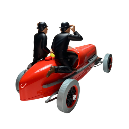 Image de Tintin, les Dupondt et le Bolide rouge, figurines de la bande dessinée Tintin, par Espace714.