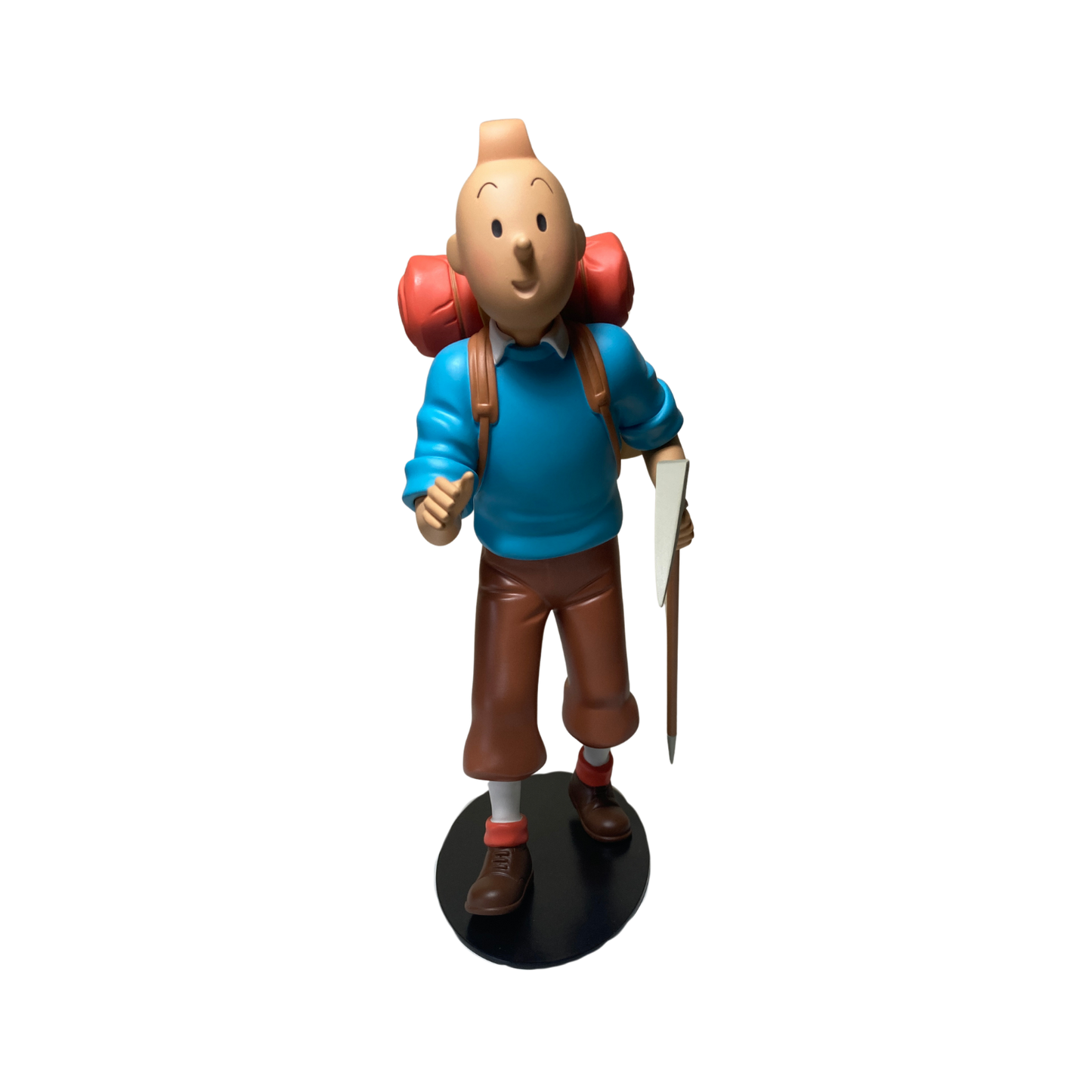 Figurine Tintin alpiniste en tenue d'escalade, personnage de bande dessinée, portant un casque et une corde, de la marque Espace714.