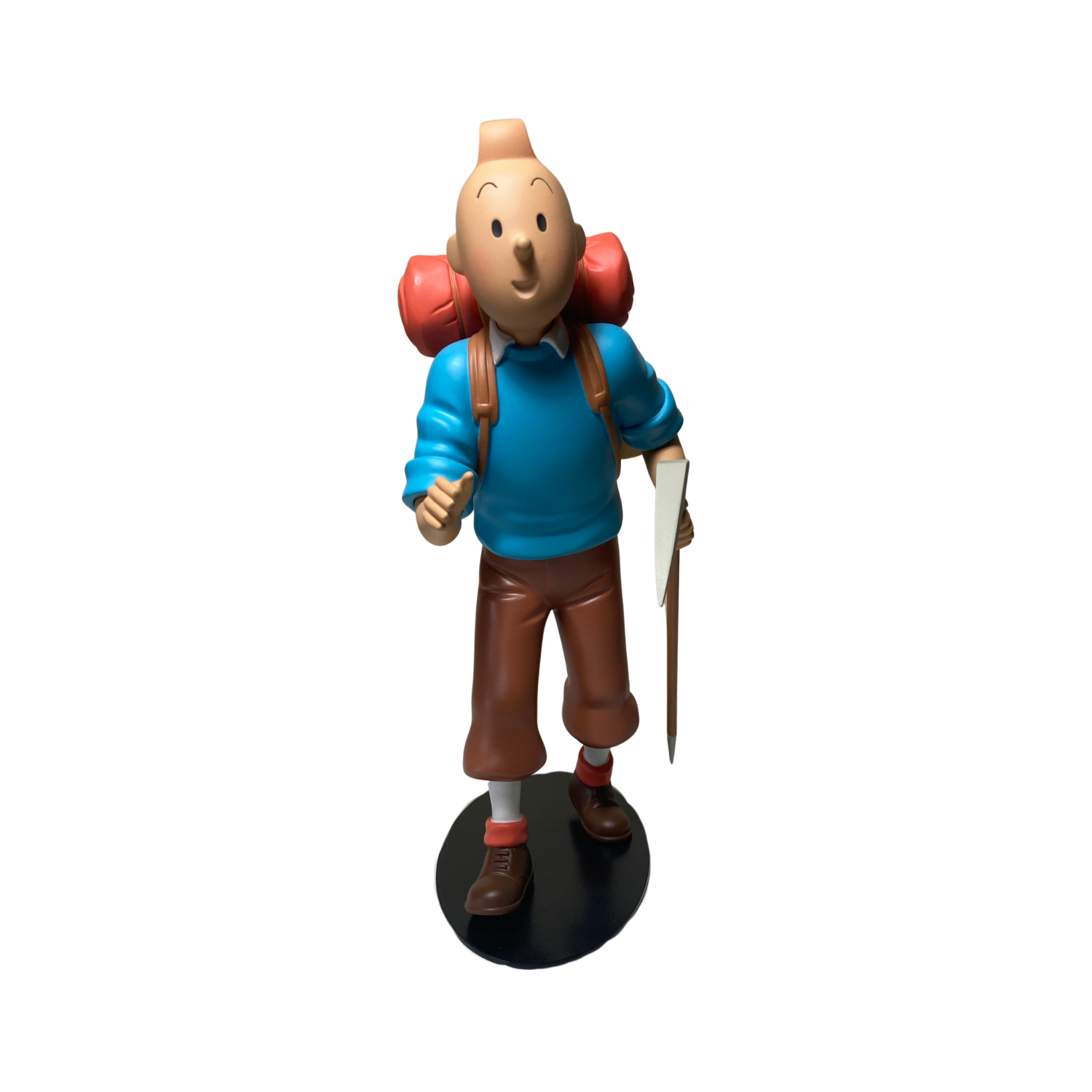 Figurine Tintin alpiniste en tenue d'escalade, personnage de bande dessinée, portant un casque et une corde, de la marque Espace714.