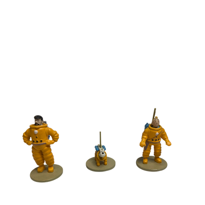 Coffret Tintin Lune par Espace714, comprenant une figurine et accessoires sur le thème de Tintin et la lune.