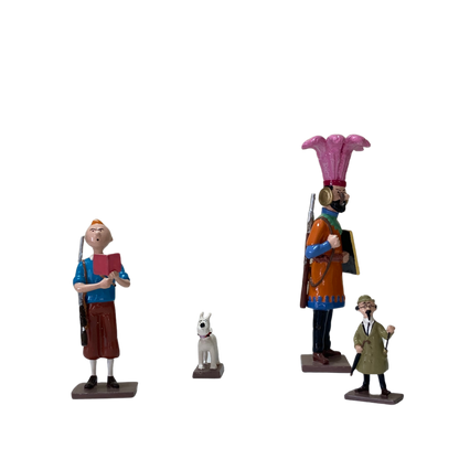 Image de Tintin demandant le permis de chasse, couverture du livre publié par Espace714, illustrée avec Tintin en situation.