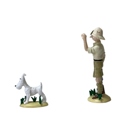 Illustration de Tintin et Milou au Congo dans un album de bande dessinée Espace714, scène avec jungle et personnages.
