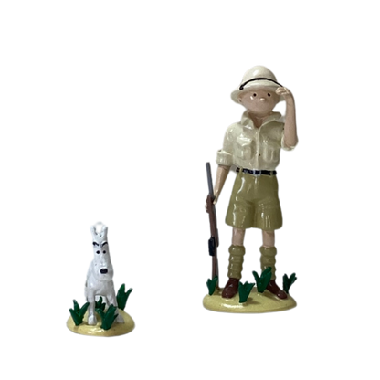 Illustration de Tintin et Milou au Congo, image colorée de la bande dessinée Tintin par Espace714.