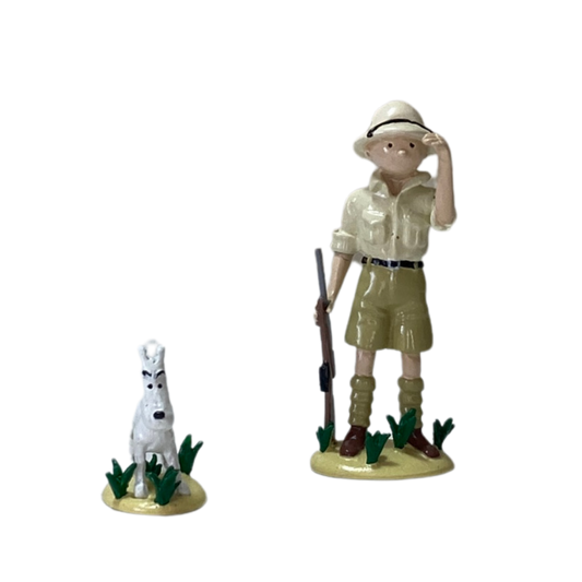Illustration de Tintin et Milou au Congo, image colorée de la bande dessinée Tintin par Espace714.