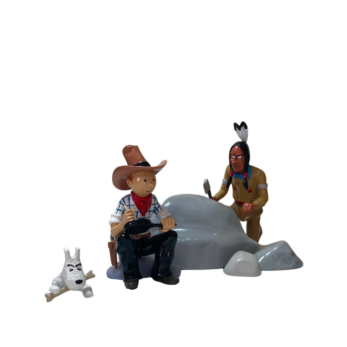 Illustration de Tintin et Milou en Amérique avec un Indien, extrait de la bande dessinée Tintin et Milou en Amérique, par Espace714.