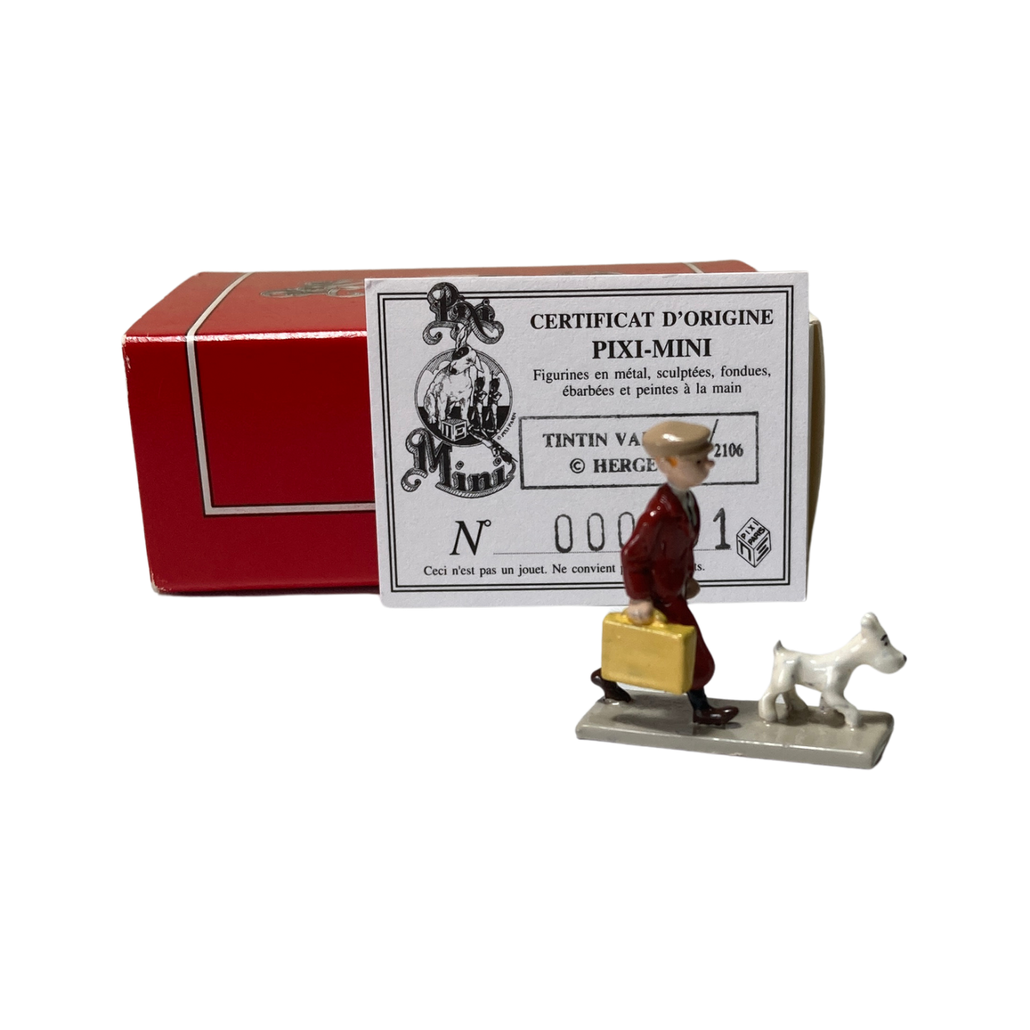 Valise Tintin Espace714 avec motif illustré de Tintin et ses amis, poignée et roues visibles pour un voyage pratique.