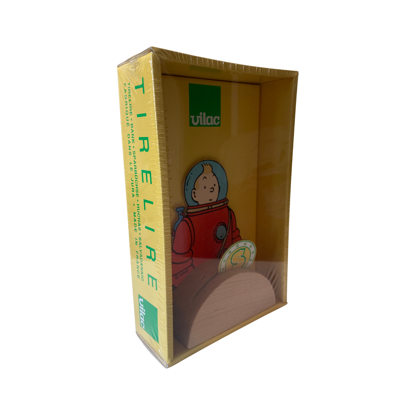 Tirelire Tintin marchant sur la Lune, figurine en céramique de la collection Espace714, décor spatial pour collection ou décoration.