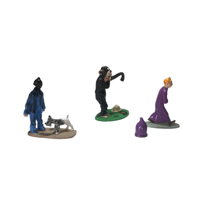 Trio Tintin par Espace714, ensemble de trois figurines ou objets inspirés de Tintin, en couleurs vives et détails précis