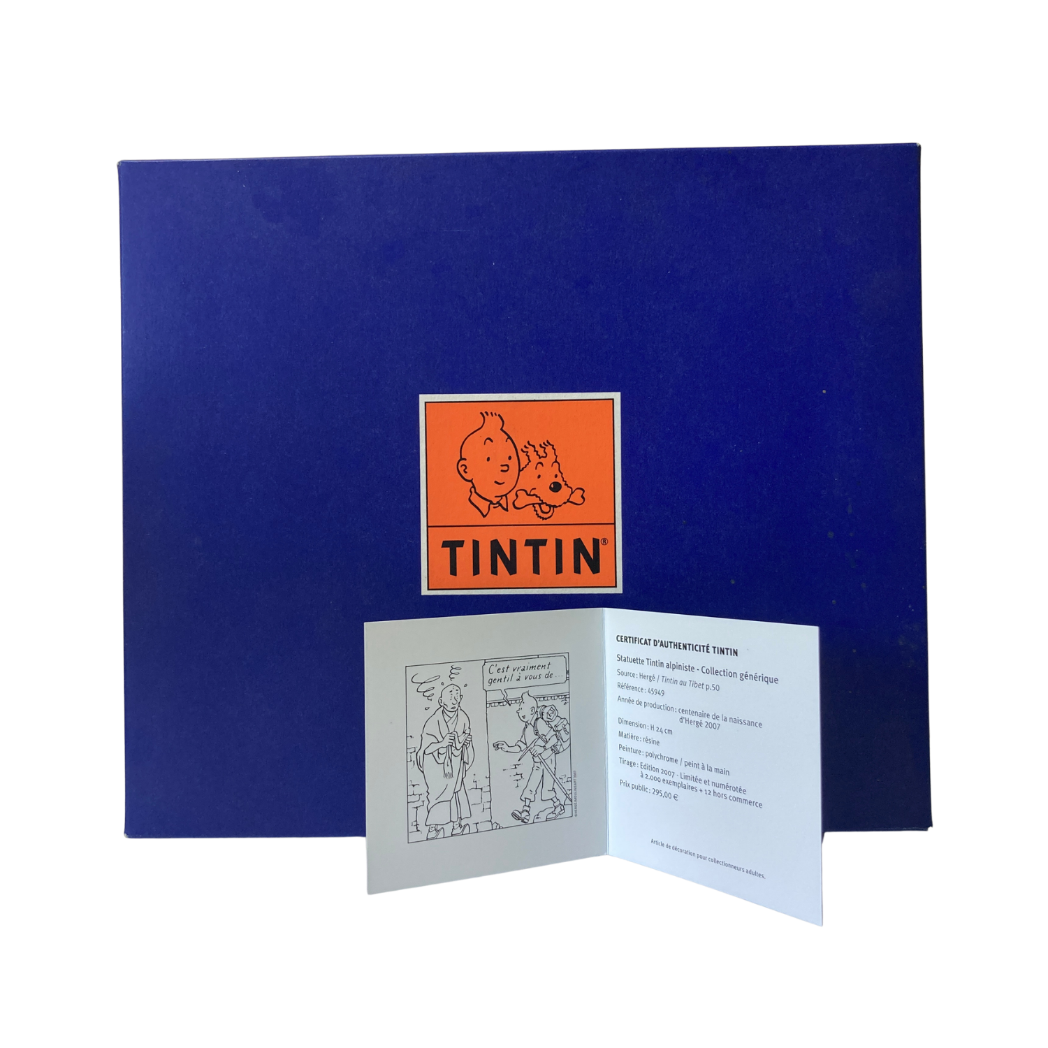 Certificat d'alpiniste Tintin par Espace714 montrant un alpiniste en tenue d'escalade sur fond blanc.